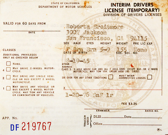 Roberta Brietmore - Roberta’s Interim Drivers License
