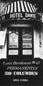 Advertisement for The Dante Hotel, 1973
